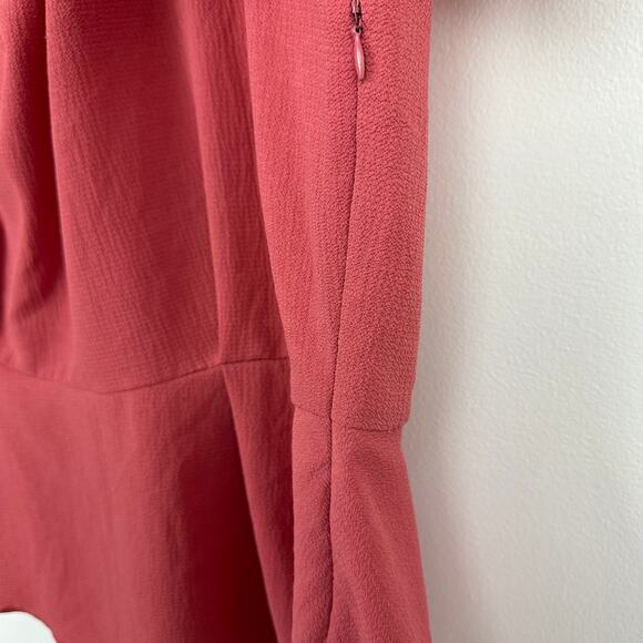 Wayf Womens High Neck Gathered Flutter Sleeve Keyhole Back Pink Blouse Top 2XL - Picture 9 of 12